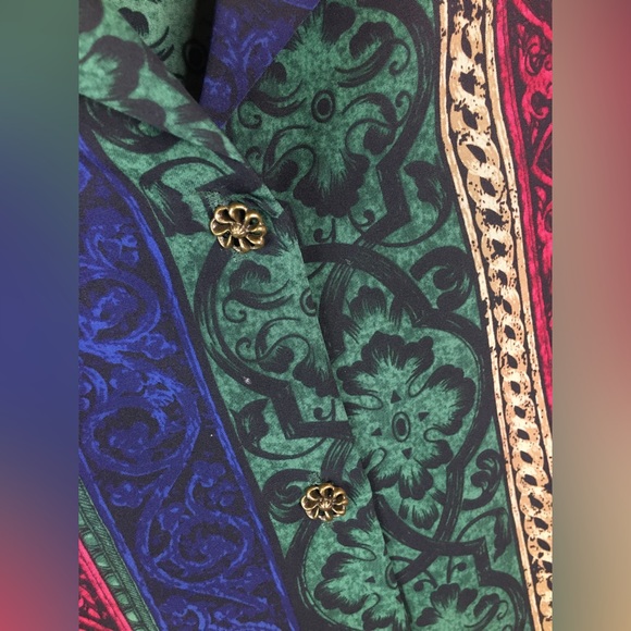 BonWorth | Women’s Multicolored Paisley Print Button Down Blouse Top - Picture 9 of 11